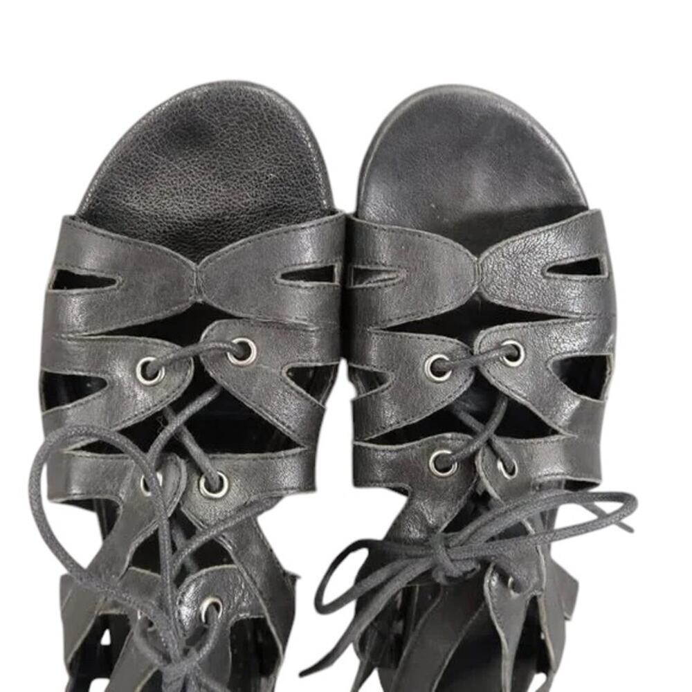 Vaneli Shoes Womens 9 Sandal Gladiator Leather Lace Up Flats Fashion Black Boho - Picture 6 of 15
